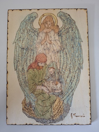 Quadro pirografato sacra - pirografato.,