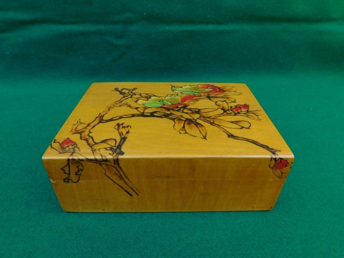 Scatola legno pirografato e - in,