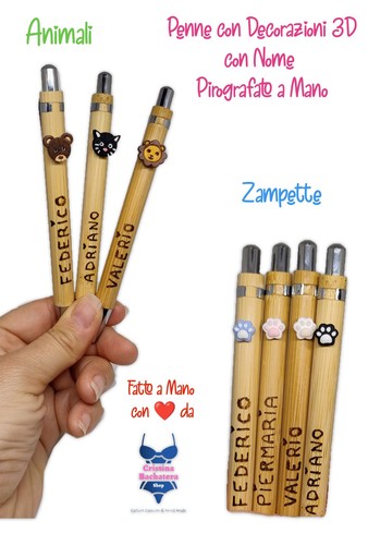 Penna legno con decorazioni - in,